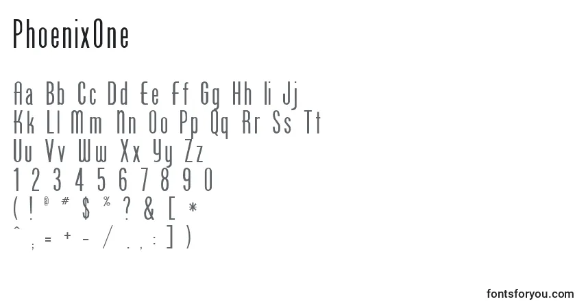 Schriftart PhoenixOne (136803) – Alphabet, Zahlen, spezielle Symbole