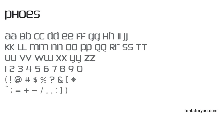 Czcionka PHOES    (136805) – alfabet, cyfry, specjalne znaki