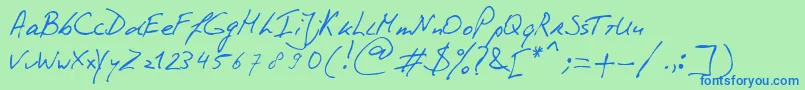 PhontPhreaks Handwriting Font – Blue Fonts on Green Background