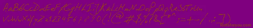 Fonte PhontPhreaks Handwriting – fontes marrons em um fundo roxo