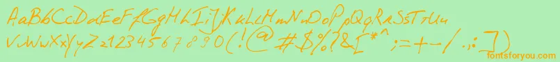 PhontPhreaks Handwriting Font – Orange Fonts on Green Background