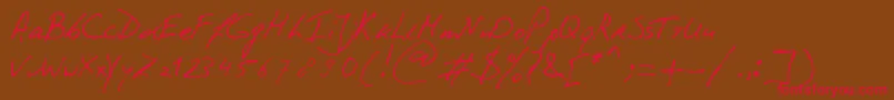 PhontPhreaks Handwriting Font – Red Fonts on Brown Background