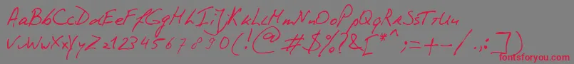 フォントPhontPhreaks Handwriting – 赤い文字の灰色の背景