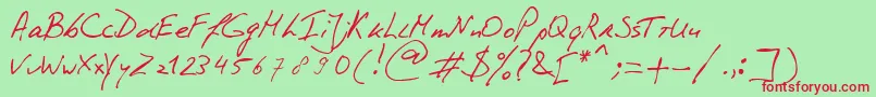 フォントPhontPhreaks Handwriting – 赤い文字の緑の背景