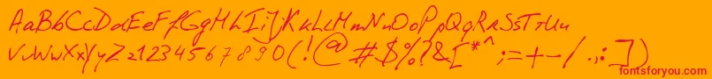 フォントPhontPhreaks Handwriting – オレンジの背景に赤い文字