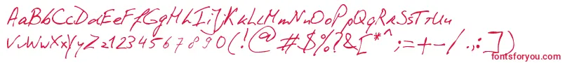 フォントPhontPhreaks Handwriting – 白い背景に赤い文字