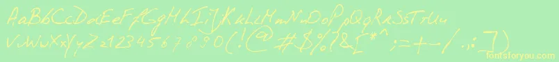 PhontPhreaks Handwriting Font – Yellow Fonts on Green Background