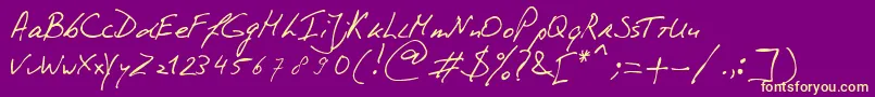 Fonte PhontPhreaks Handwriting – fontes amarelas em um fundo roxo