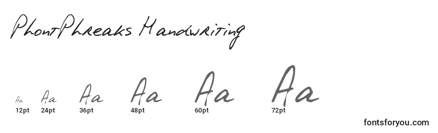 PhontPhreaks Handwriting-fontin koot