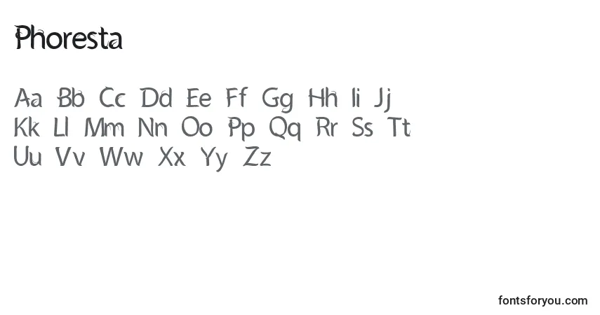 Phoresta-fontti – aakkoset, numerot, erikoismerkit