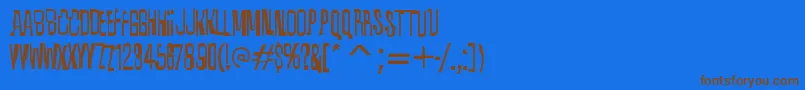 フォントQuixoticRegular – 茶色の文字が青い背景にあります。