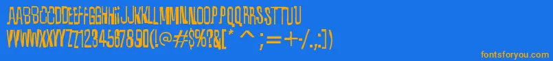 フォントQuixoticRegular – オレンジ色の文字が青い背景にあります。