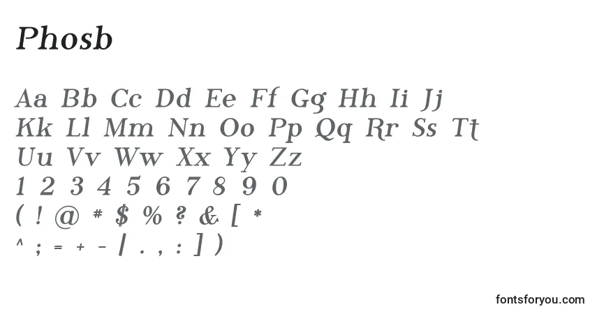 Czcionka Phosb    (136810) – alfabet, cyfry, specjalne znaki