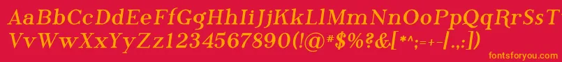 フォントPhosb    – 赤い背景にオレンジの文字