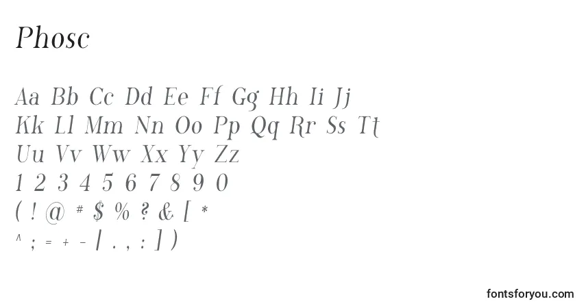Czcionka Phosc    (136811) – alfabet, cyfry, specjalne znaki