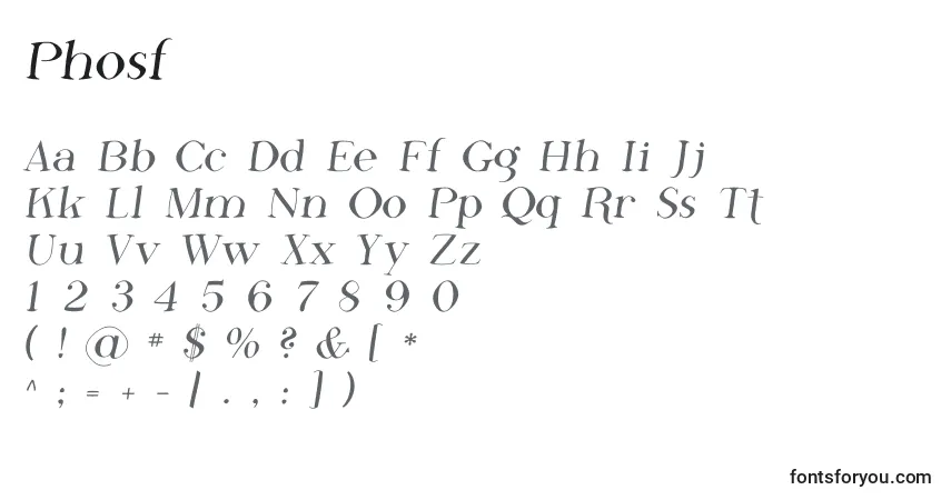 A fonte Phosf    (136812) – alfabeto, números, caracteres especiais