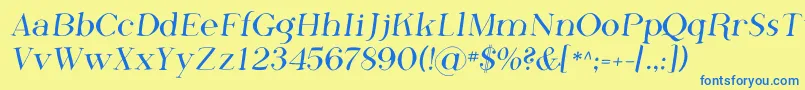 フォントPhosf    – 青い文字が黄色の背景にあります。