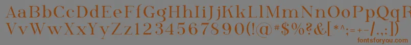 フォントPhosph09 – 茶色の文字が灰色の背景にあります。