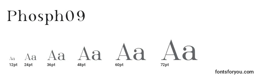 Размеры шрифта Phosph09 (136816)