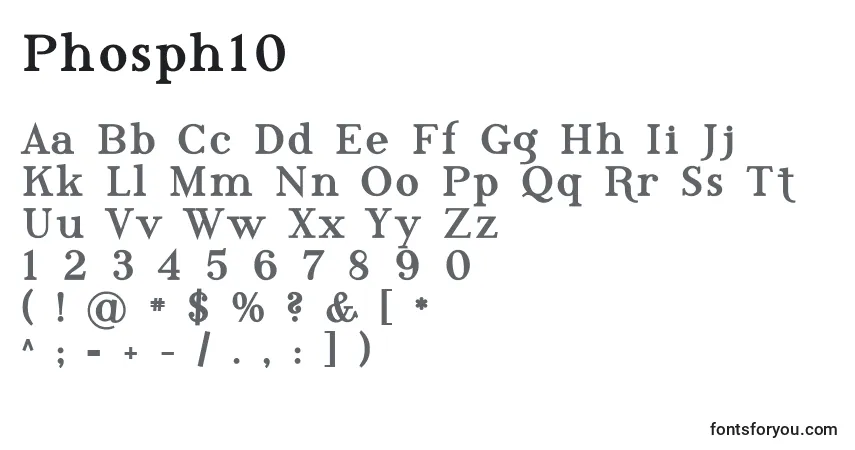 A fonte Phosph10 (136817) – alfabeto, números, caracteres especiais
