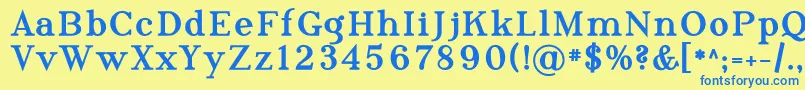 フォントPhosph10 – 青い文字が黄色の背景にあります。