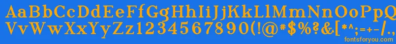 フォントPhosph10 – オレンジ色の文字が青い背景にあります。