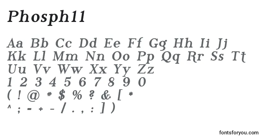 Phosph11 (136818)-fontti – aakkoset, numerot, erikoismerkit