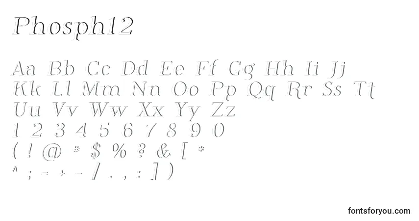 A fonte Phosph12 (136819) – alfabeto, números, caracteres especiais