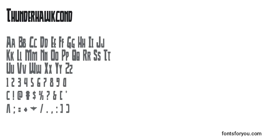 Schriftart Thunderhawkcond – Alphabet, Zahlen, spezielle Symbole