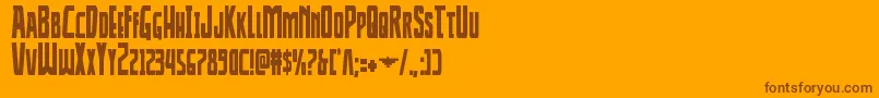 Thunderhawkcond-Schriftart – Braune Schriften auf orangefarbenem Hintergrund