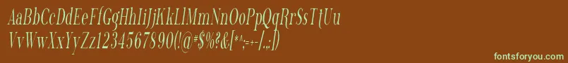 フォントPhosph13 – 緑色の文字が茶色の背景にあります。