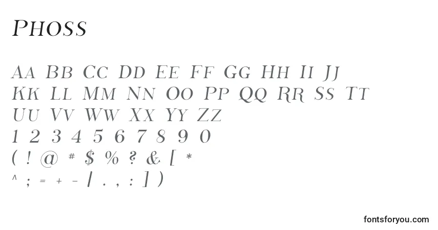 Шрифт Phoss    (136821) – алфавит, цифры, специальные символы