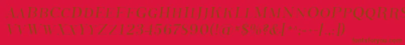 Phoss   -Schriftart – Braune Schriften auf rotem Hintergrund