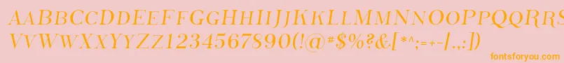 Phoss   -Schriftart – Orangefarbene Schriften auf rosa Hintergrund