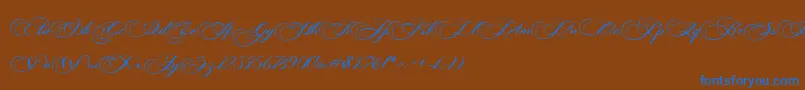Photograph Script Free Personal -Schriftart – Blaue Schriften auf braunem Hintergrund