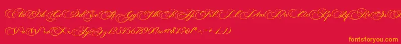フォントPhotograph Script Free Personal  – 赤い背景にオレンジの文字