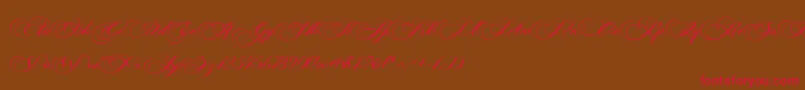 Czcionka Photograph Script Free Personal  – czerwone czcionki na brązowym tle