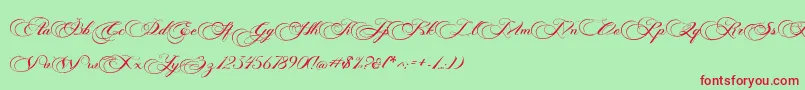 Шрифт Photograph Script Free Personal  – красные шрифты на зелёном фоне