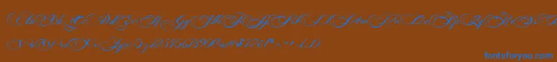 Photograph Script Free Personal -Schriftart – Blaue Schriften auf braunem Hintergrund