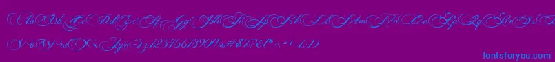 Photograph Script Free Personal -Schriftart – Blaue Schriften auf violettem Hintergrund