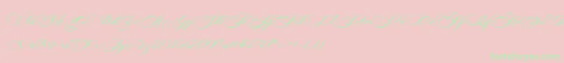 Photograph Script Free Personal -Schriftart – Grüne Schriften auf rosa Hintergrund