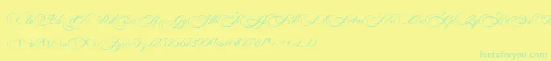 Photograph Script Free Personal -Schriftart – Grüne Schriften auf gelbem Hintergrund