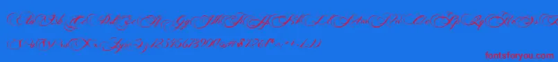 Photograph Script Free Personal  Font – Red Fonts on Blue Background