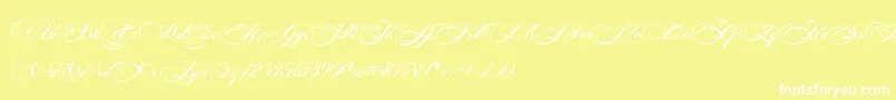 Photograph Script Free Personal -Schriftart – Weiße Schriften auf gelbem Hintergrund