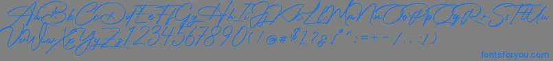Fonte Photograph Signature – fontes azuis em um fundo cinza