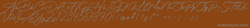 Photograph Signature-fontti – harmaat kirjasimet ruskealla taustalla