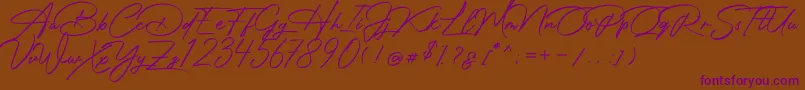 Photograph Signature Font – Purple Fonts on Brown Background