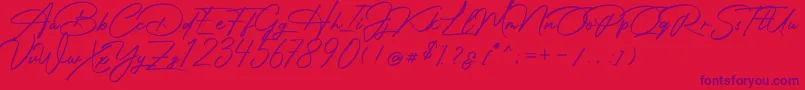 Photograph Signature Font – Purple Fonts on Red Background