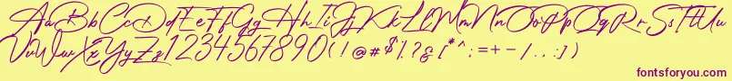 Photograph Signature Font – Purple Fonts on Yellow Background