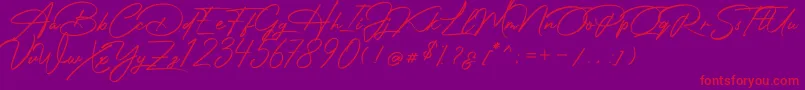 Photograph Signature-fontti – punaiset fontit violetilla taustalla